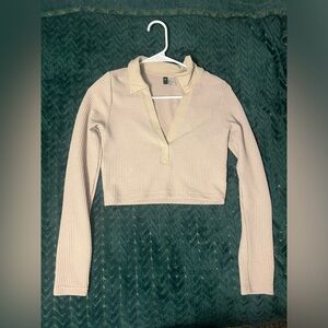 cropped v-neck long sleeve